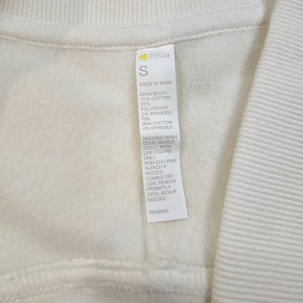 Zella Cloud Fleece Cardigan Open Front Shrug, Ivory Egret, size Medium - Picture 4 of 7